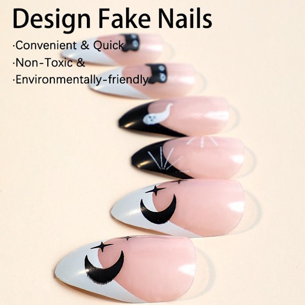 Almond Fake Nails Halloween tekokynnet 1 1 1