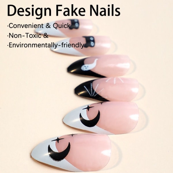 Almond Fake Nails Halloween tekokynnet 2 2 2