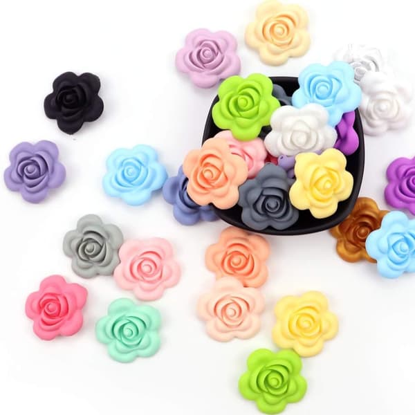 Silikonpärlor Set Blomgummipärlor Lösa pärlor Bulk