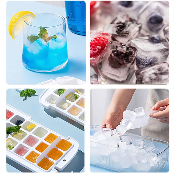 24 Grids Ice Cube Container Box Press Typ Ice Cube Maker BLÅ blue
