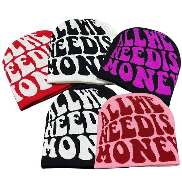 Strikkehette Lue Beanie Bonnet HVIT&SORT white&black