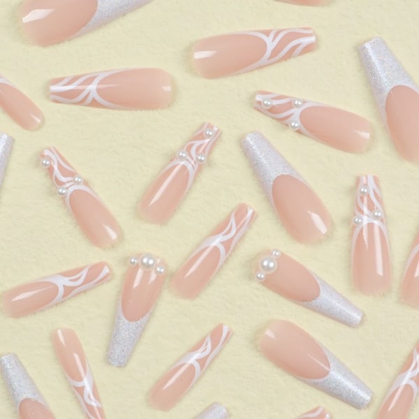 24st Fake Nails Long French Ballerina JF0531