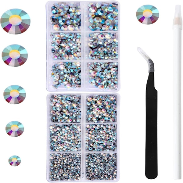 6530 stk. Hotfix Rhinestones AB Krystal Rhinestones Flatback Glas