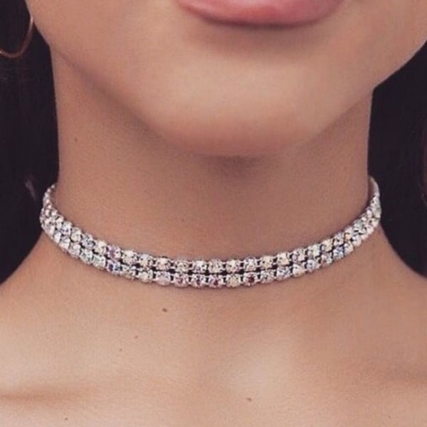 Dubbellagers Halsband Choker Halsband Nyckelbenskedja