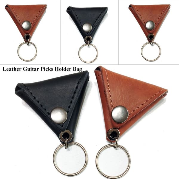 Læder Guitar Picks Holder Taske BRUN Brown