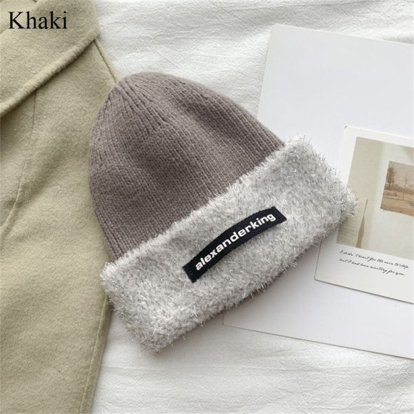 Strikket Hue Beanie Hatte KHAKI khaki