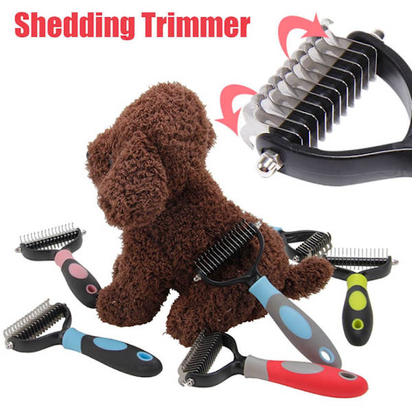 Pet Shedding Trimmer Hundborste Verktygskam röd s