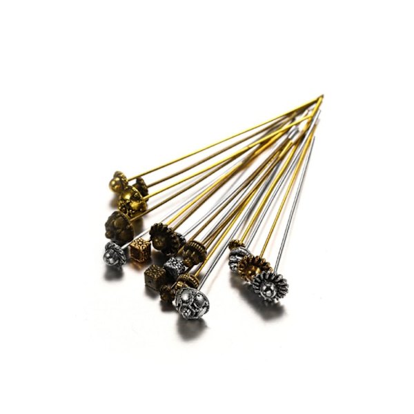 60 st smycken Head Pins Blomnål Lång Metallic Head Pins