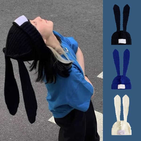 Skullies Beanie Long Ear Hat BLÅ blue
