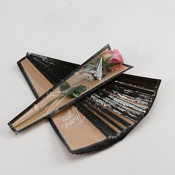 20/30 STK Rose Packing Sleeve Bag Buket Pakkepose SORT Black Single-Single