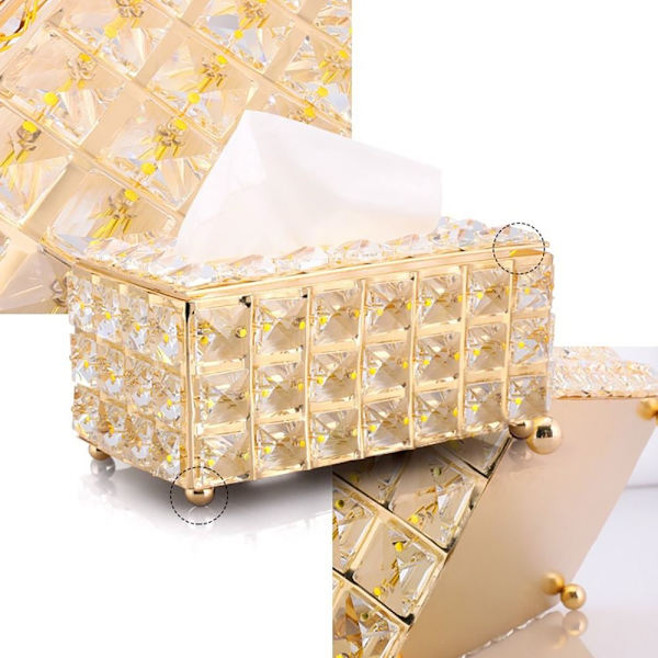 Krystal Tissue Box Cover Dekorativ Papir Box SØLV Silver