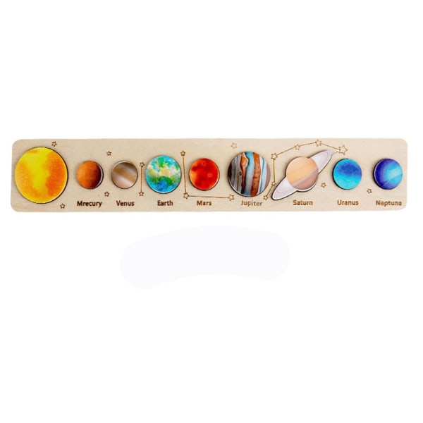 Trä Solar System Jigsaw Planeter Panel Pussel leksak TYP 3