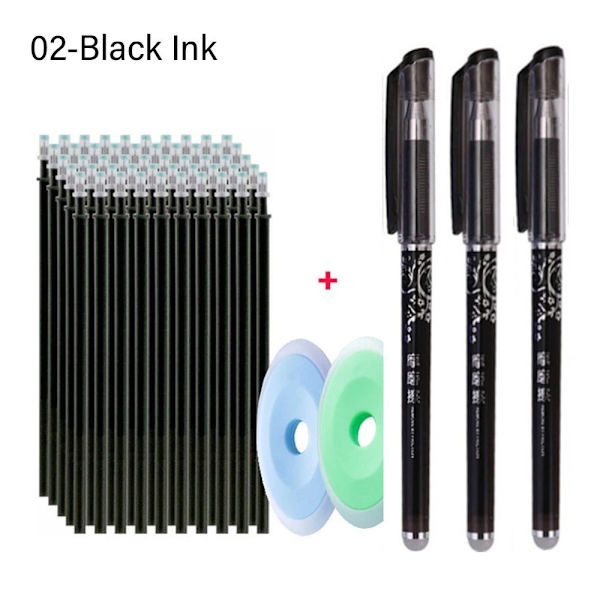 55 STK/SÆT Sletbar gelpen INS Bjørn/køer/blade 02-SORT Blæk 02-Black Ink
