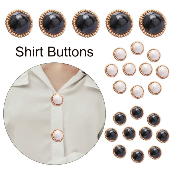 10 stk Pearl Buttons Skjorte Buttons SORT 23MM10STK 10STK black 23MM10pcs-10pcs
