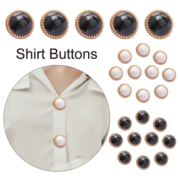 10 stk Pearl Buttons Skjorte Buttons SORT 23MM10STK 10STK black 23MM10pcs-10pcs