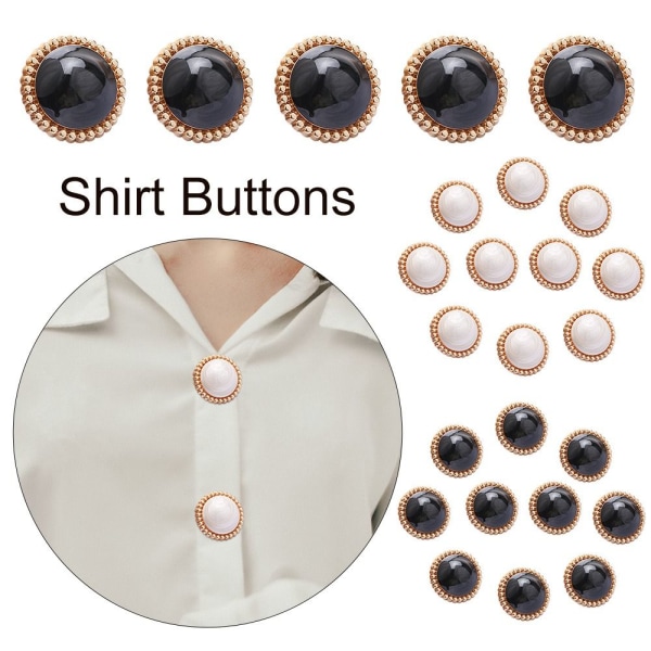 10st Pearl Buttons Skjorta Knappar SVART 18MM10ST 10ST black 18MM10pcs-10pcs