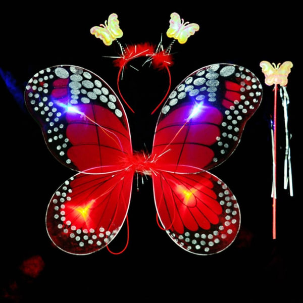 LED-lasten pukurekvisiitta Butterfly Wings setit PINK 4kpl/ SET Pink 4pcs/set-4pcs/set