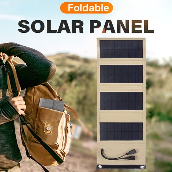 Fleksibel Solcellepanel Power Bank 7W-SORT 7W-SORT 7W-Black