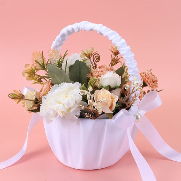 Bröllopsblomkorg Blomsterflicka Spets Pärla