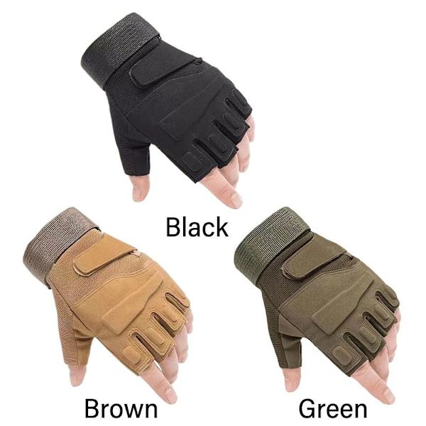 Udendørs taktiske handsker Halvfingerhandsker SORT M M Black M-M