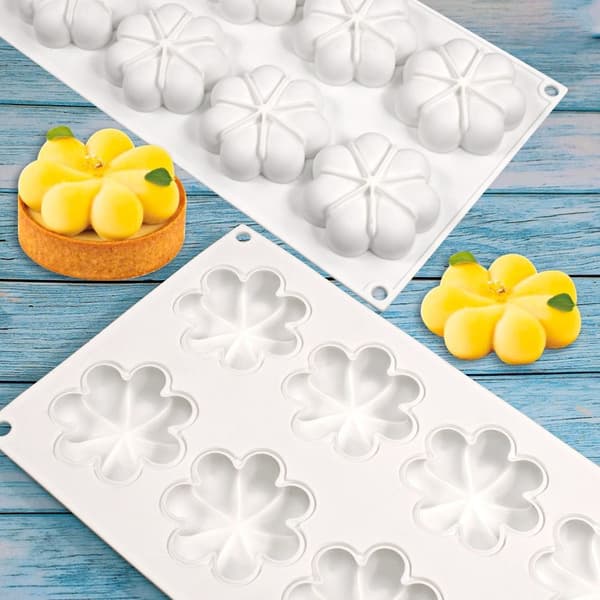 8 hulrom 3D blomst silikon kakeform mousseform