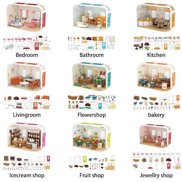 Tee-se-itse-nukkekoti nukkekodin kohtausmalli BAKERY BAKERY bakery