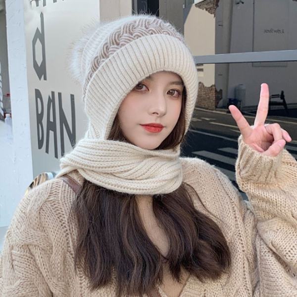 Integroitu cap Beanie hattuhuivi BEIGE Beige