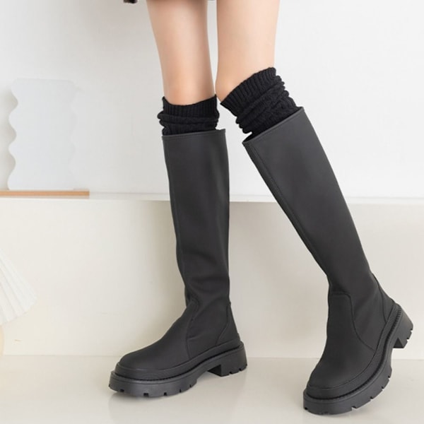 Pitkät sukat Pinoavat sukat MUSTA 55cm 55cm black 55cm-55cm