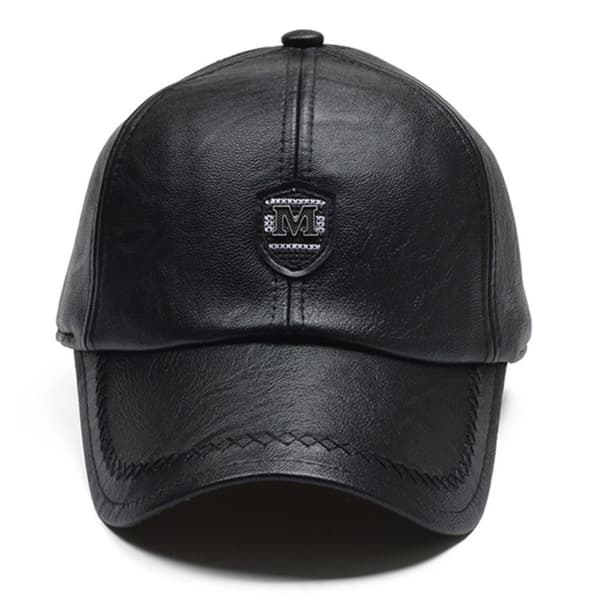 Læder Baseball Caps Termiske Hatte SORT black