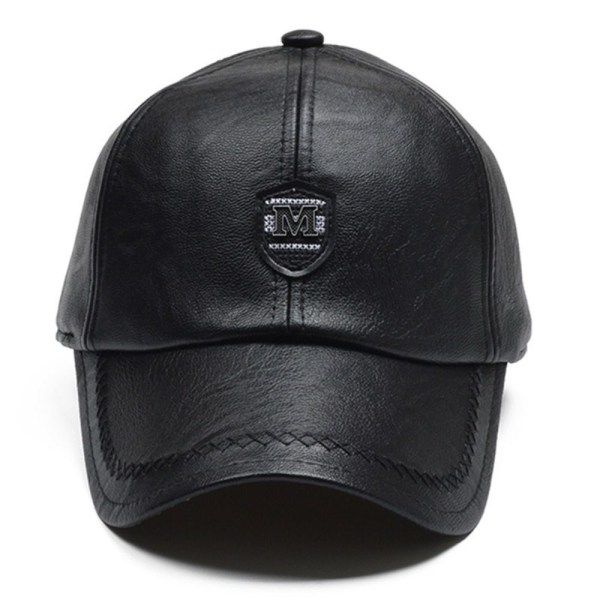 Læder Baseball Caps Termo Hatte SORT black