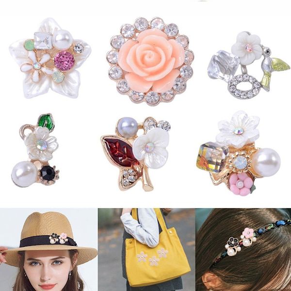 10 STK Perleknapp Rhinestone-knapper 2 2 2