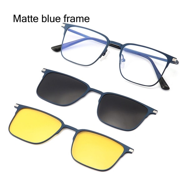 3 i 1 Glasögon Set Anti-Blue Light Glasögon MATTE BLÅ RAM Matte blue frame