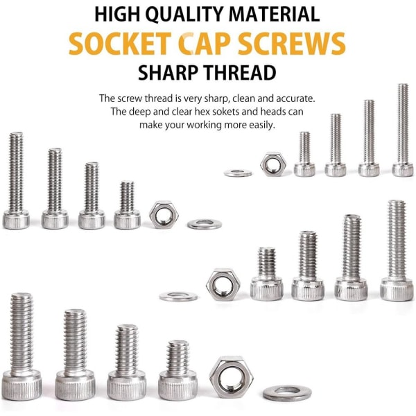 520 stk. metrisk bolt sortiment Bolte Møtrikker og skiver Sæt sekskant