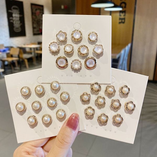 Knapp Brosje Perle Rhinestone Button 02 02 02