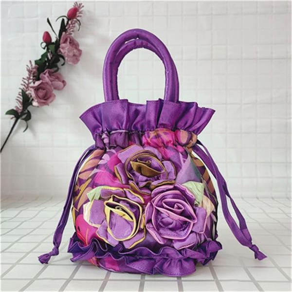 Blonderblomstveske Etnisk stilveske LYS LILLA light purple