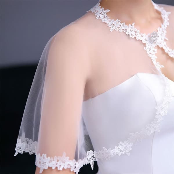 Bride Shawl Evening Prom Cape HVIT white