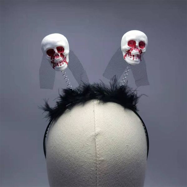 3 STK Halloween-hårbånd Skull Head Hoop SVART Black