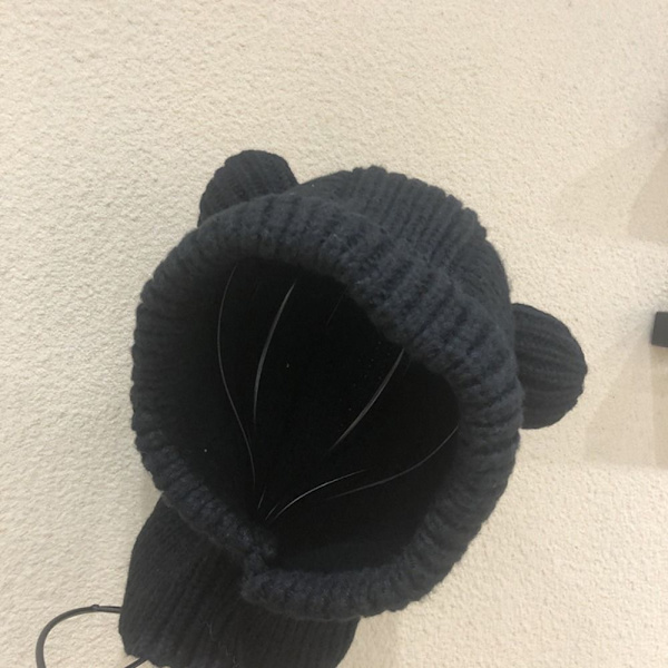 Pullover Strik Hue Varm Balaclava Hue SORT black