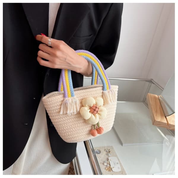 Rainbow Woven Taske Studenterhåndtaske BEIGE beige