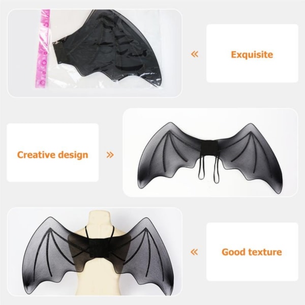 Black Bat Wings Kids Fancy Dress Halloween flaggermus