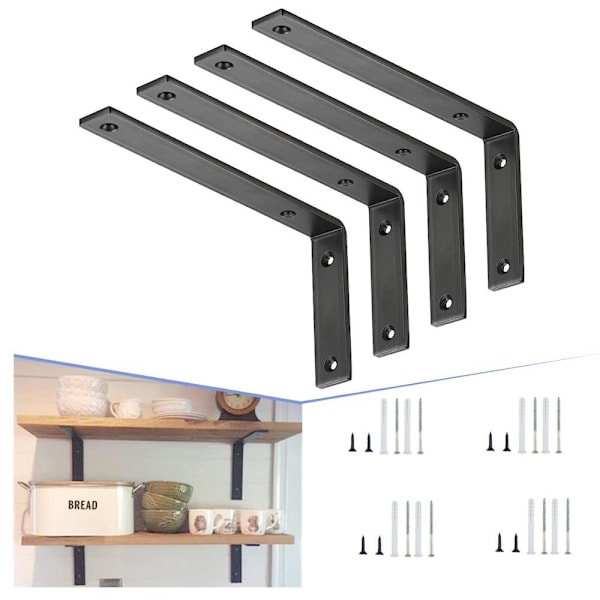 4 stk Hyllebrakett L-formet stativbrakett Bracket Hjørnekode