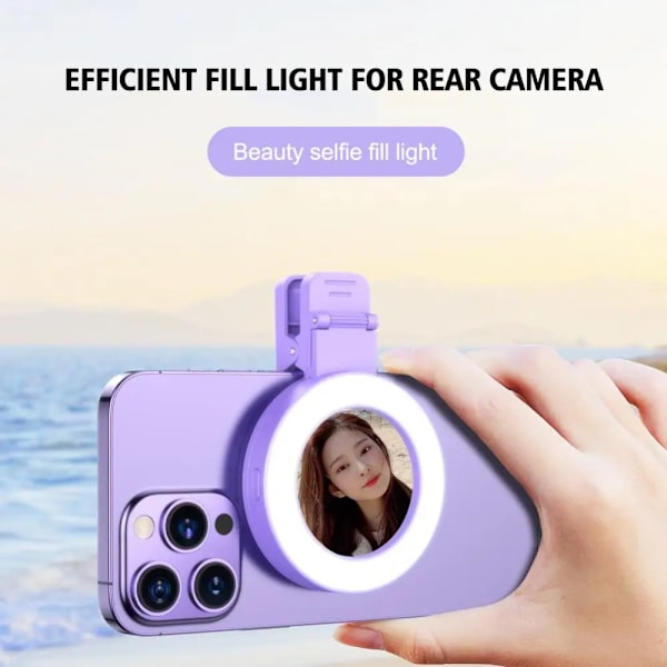 Telefon Fill Light Selfie Mirror Selfie Reflector Speglar LILA Purple
