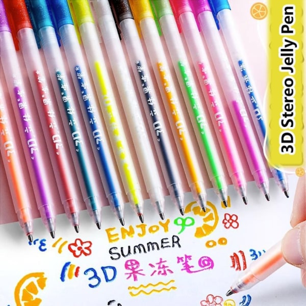 6 kpl / set 3D Stereo Jelly Pen Highlighter Pen 02 02 02