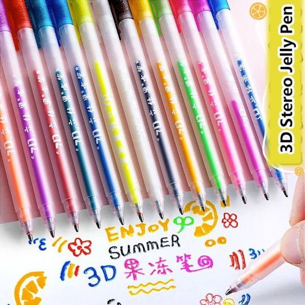 6 kpl / set 3D Stereo Jelly Pen Highlighter Pen 02 02 02