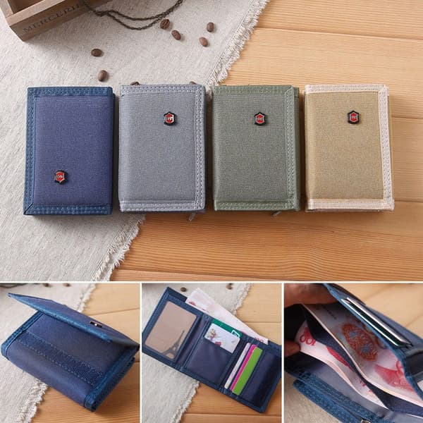 Lerretslommebok Tri-Fold Myntpung LYS GRÅ light grey
