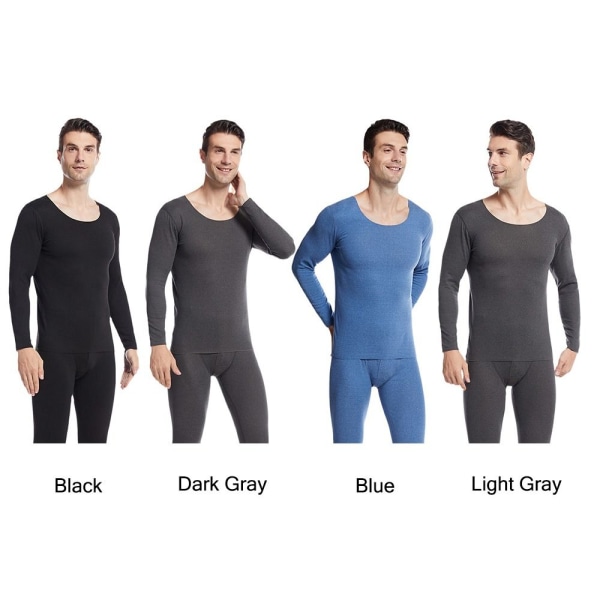 Termisk undertøj til mænd komplet sæt Long Johns Top & Bund SORT Black 2XL