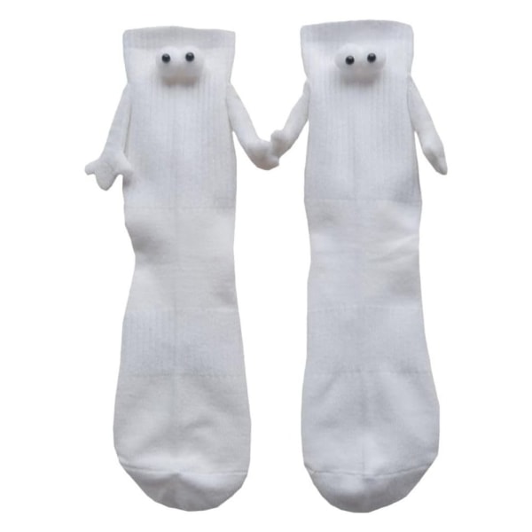 Magnetiske håndholdte sokker Par holder hænder Sok HVID White with Magnetic-with Magnetic