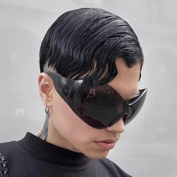 Oversized Futuristic Solbriller Y2K Solbriller SORT SORT Black