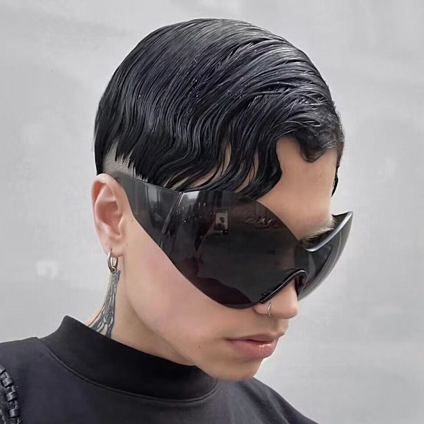Ylisuuret futuristiset aurinkolasit Y2K aurinkolasit LÄPINÄKYVÄT Transparent