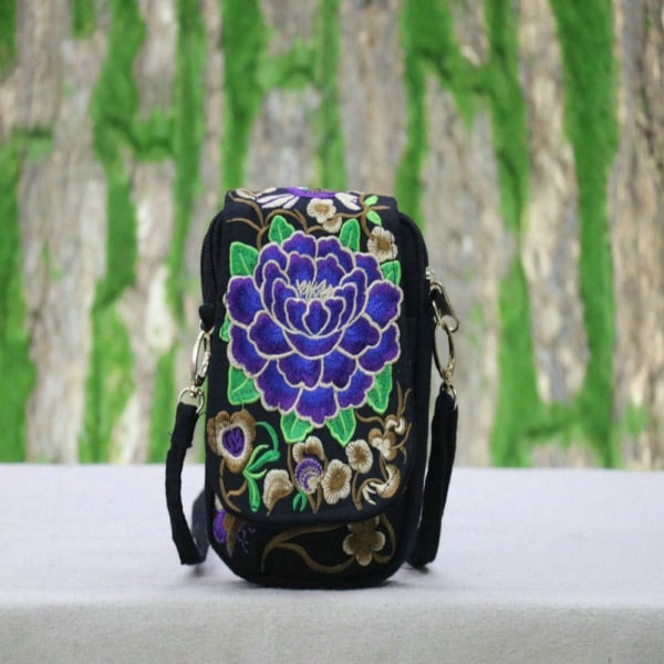 Naisten olkalaukku Vintage kukkainen Crossbody laukku DD D